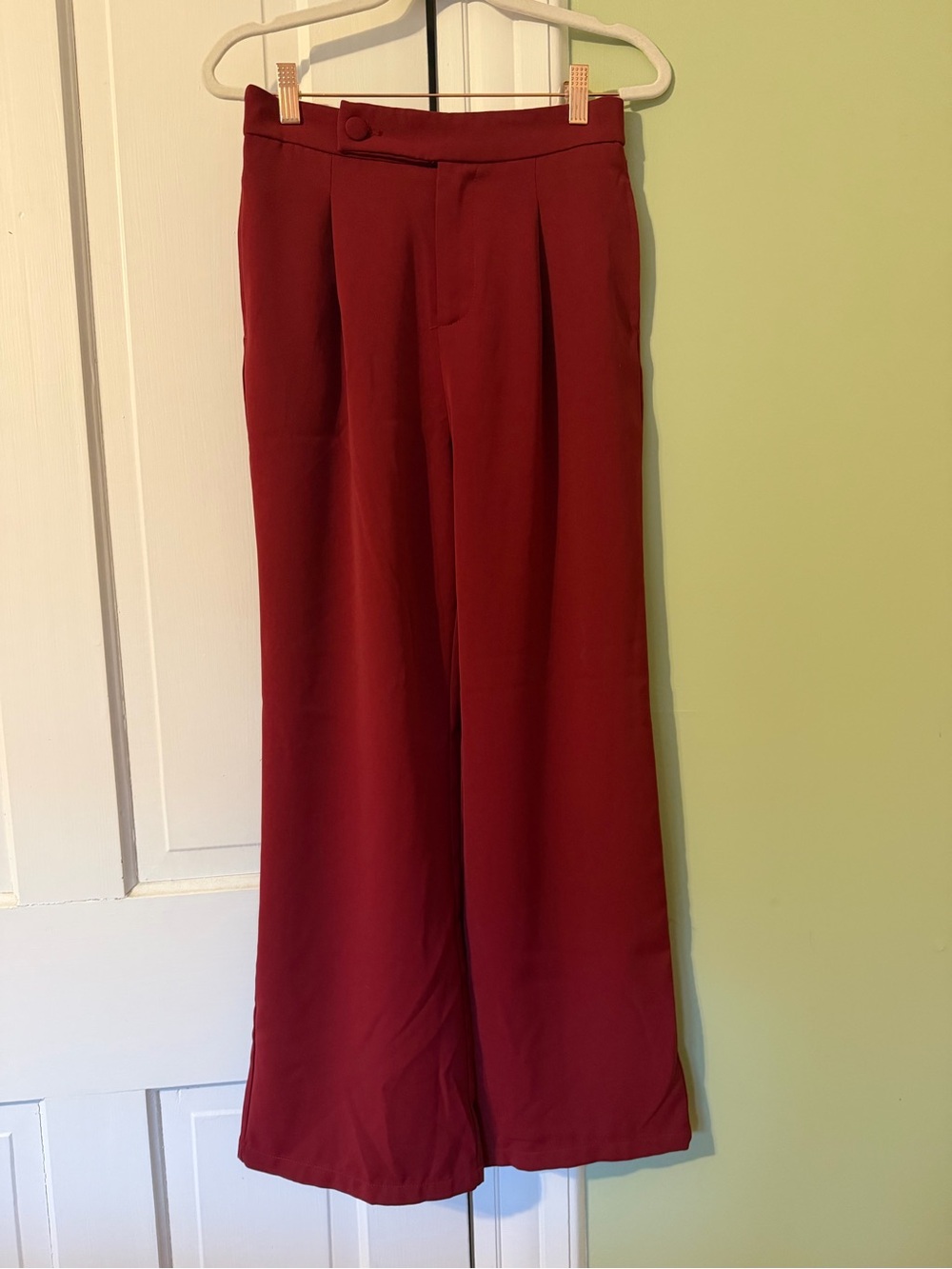 Wide Leg Trouser Pant - Red, Small